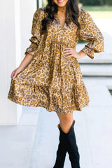Tiered Leopard Print Mini Dress