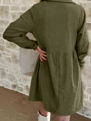 Casual Corduroy Button Detail Mini Dress