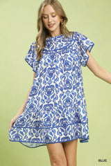 Umgee Abstract Print Babydoll Mini Dress