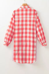 Oversized Plaid Button-Down Shirt Dress