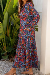 Floral Print Flounce Sleeve Dress