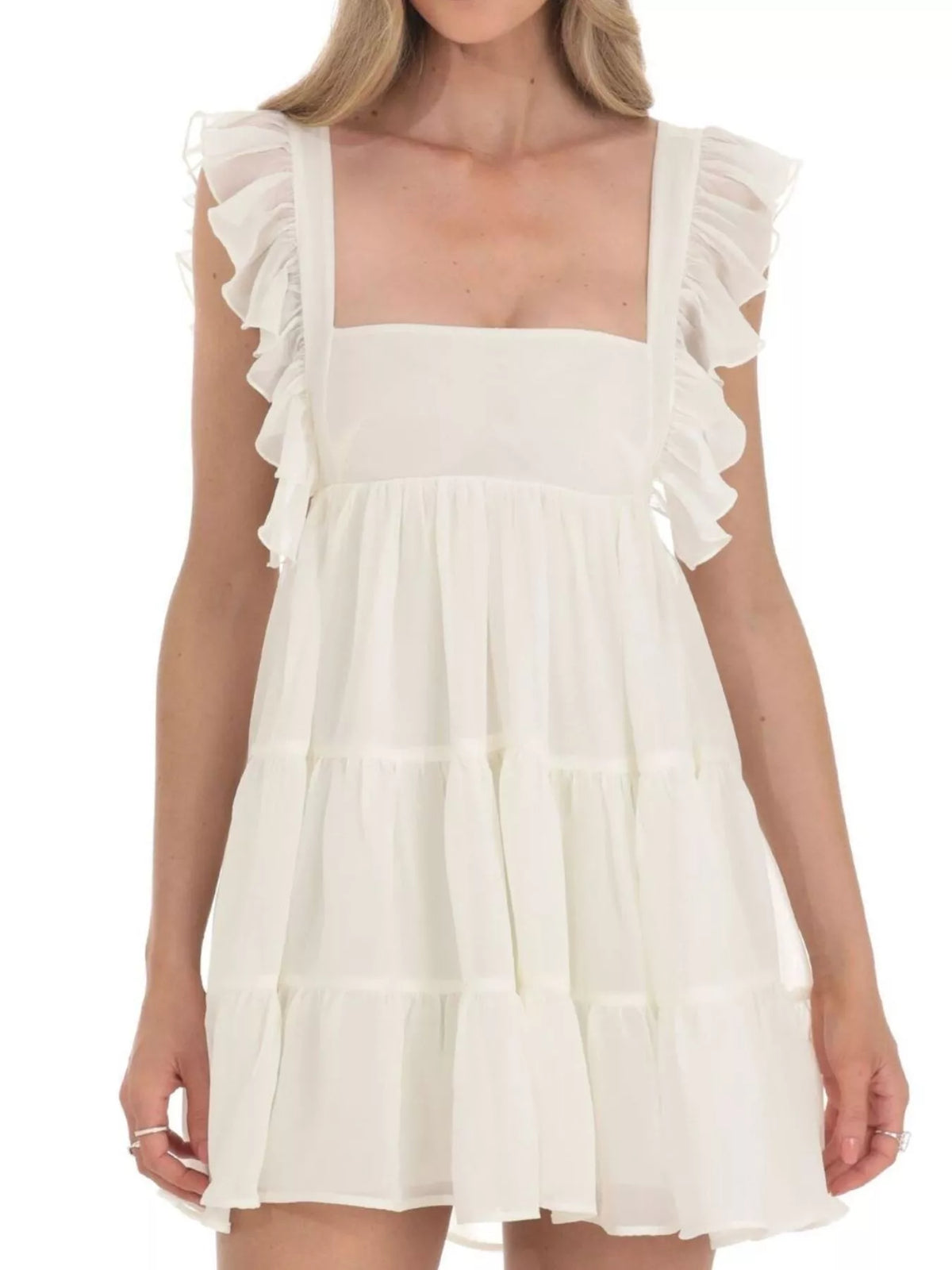 Ruffled Square Neck Tiered Dress
