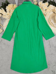 Button Front Long Sleeve Shirt Dress