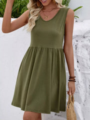 V-Neck Sleeveless Mini Dress