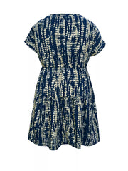 Plus Size Printed Long Sleeve Ruffle Hem Mini Dress