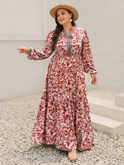 Plus Size Floral Print Long Sleeve Maxi Dress