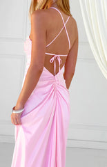 Blaise Pink Satin Maxi Dress