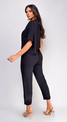 Vanessa Black One Shoulder Jumpsuit - Black