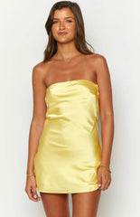 Ellie Yellow Strapless Mini Dress