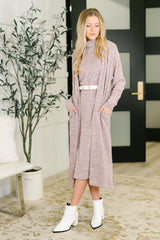 Glam Dress and Cardigan Set in Wine