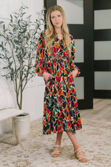 Leafing it All Behind Long Sleeve Tiered Dress
