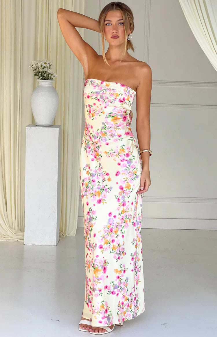 Maiah Yellow Bloom Prom Dress