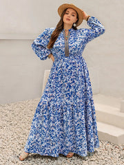 Plus Size Floral Print Bohemian Maxi Dress