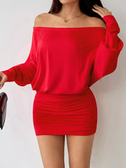 Off-Shoulder Ruched Bodycon Mini Dress
