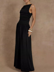 Full Size Ruched Sleeveless Maxi Dress Plus Size
