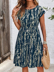 Plus Size Printed Long Sleeve Ruffle Hem Mini Dress