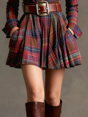 Plaid Long Sleeve Shirt Dress