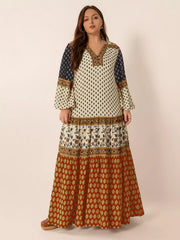 Plus Size Notched Balloon Sleeve Maxi Dress