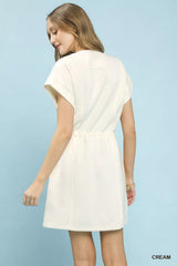Umgee Knit Zip Front Drawstring Dress