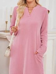 Casual Ribbed Knit Long Sleeve Dress