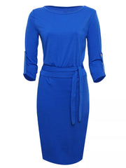 Tie-Waist Round Neck Dress