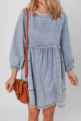 Vintage Wash Denim Dress with Pockets