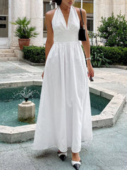 Halter Neck Flowy Maxi Dress