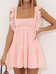 Ruffled Square Neck Tiered Dress