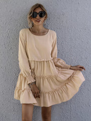 Ruffle Tiered Long Sleeve Mini Dress
