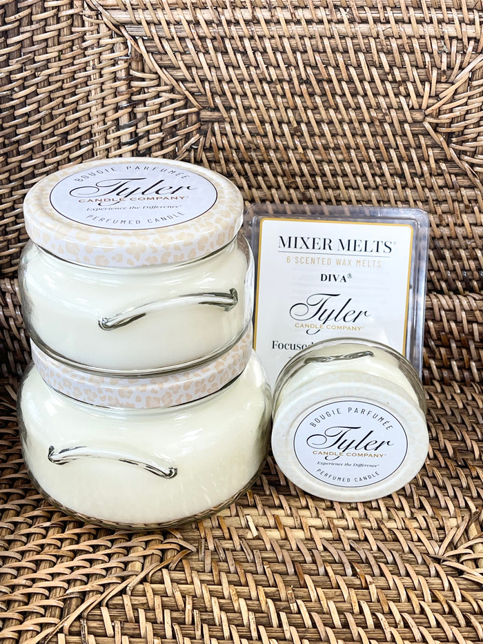Tyler Candle Diva paraffin wax candle fruits chocolate amber home fragrance gift from Magnolias Home Decor