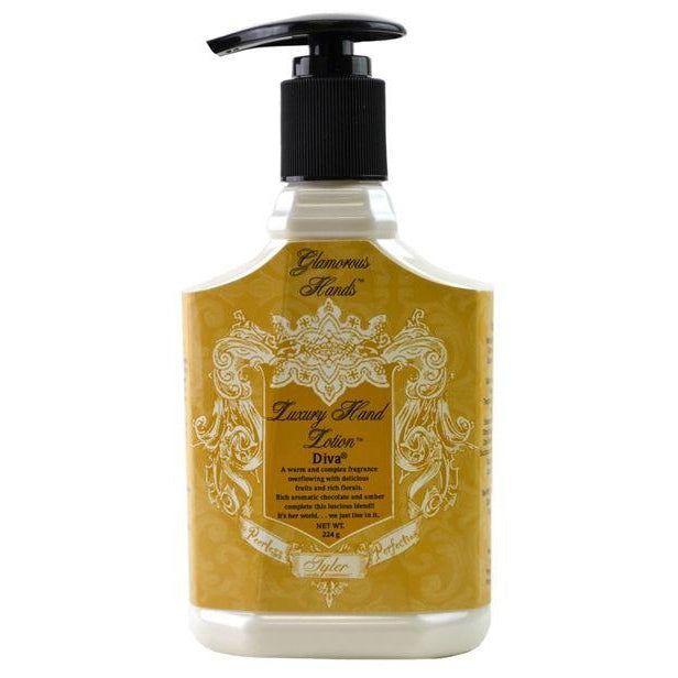 Tyler Candle Diva hand lotion fruits chocolate amber for self-care gift from Magnolias Home Decor