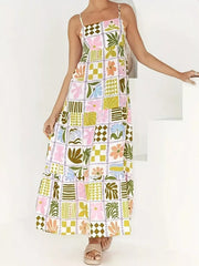 Printed Cutout Back Cami Dress