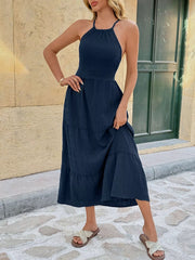 Tie Back Tiered Midi Dress