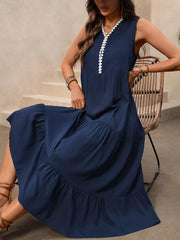 Sleeveless Tiered Ruffle Hem Casual Dress