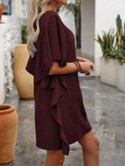 Ruffled Flutter Sleeve V-Neck Mini Dress