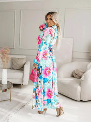 Printed Button Front Maxi Shirt Dress