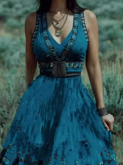 Printed V-Neck Maxi Dress