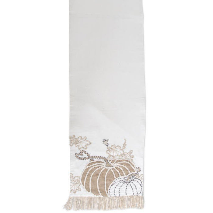 Fall embroidered pumpkin table runner 72 inch cotton autumn table decor from Magnolias Home Decor
