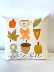 Cotton hello fall accent pillow 18 inch square for farmhouse traditional home decor from Magnolias Home Decor