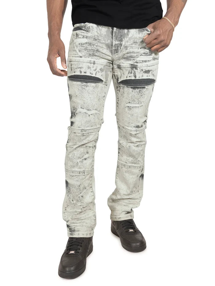 Makobi Bruno gray denim jeans, men's casual M1965 style, shown hanging with front and back views.
