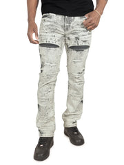 Makobi Bruno gray denim jeans, men's casual M1965 style, shown hanging with front and back views.