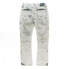 Gray Makobi Bruno denim jeans with classic fit and stitching, displayed flat on a neutral background.