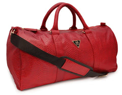 Red Mint Python duffle bag, stylish accessories with a sleek design, featuring a spacious interior and durable material.