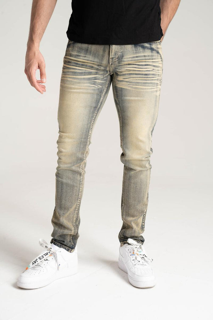 Dark indigo Spark Basic Stretch Denim jeans with a slim fit, showing the front view and classic pocket details.
